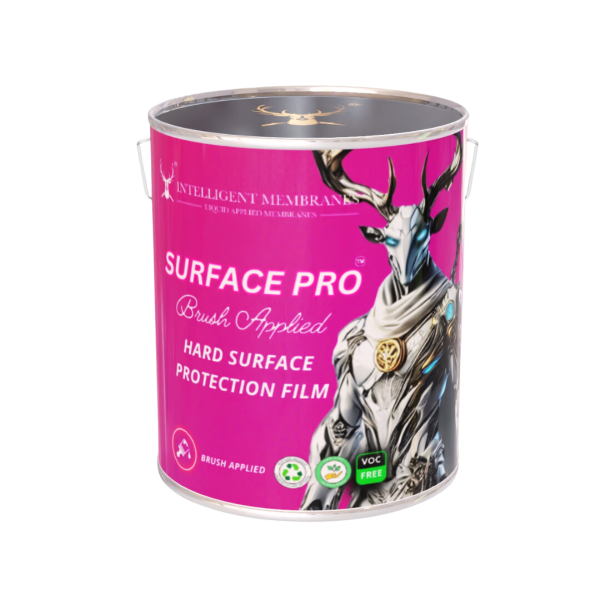 eco paint on construction protection that is liquid applied and dries hard to protect goods. it is then removed when ready to leave a clean product